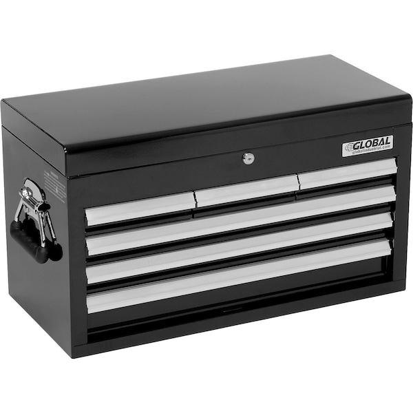 Tool Chest, 6 Drawer, Black, Steel, 12 in D x 14-3/4 in H